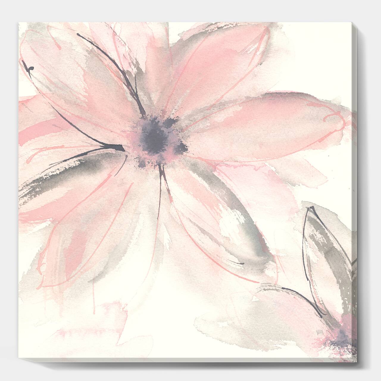 Designart - Pink Shabby Floral II - Shabby Chic Canvas Artwork
